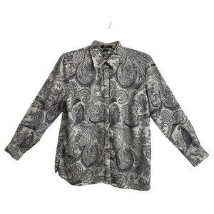 Ralph Lauren Top Women 1X Paisley Black White Boho Western LRL